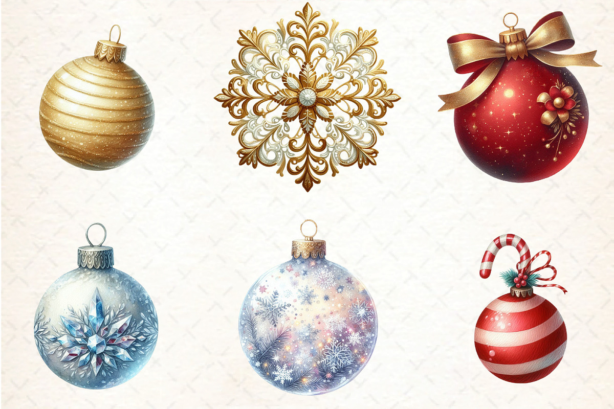 Christmas Balls Ornaments Clipart, an Illustration by DreamCafeArt (Photo 2 of 8)
