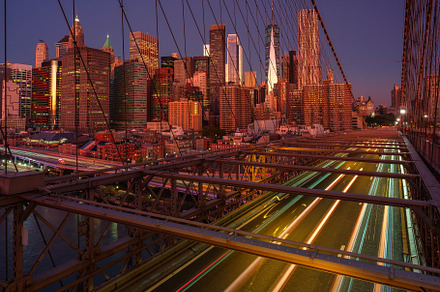Brooklyn Bridge view at dawn