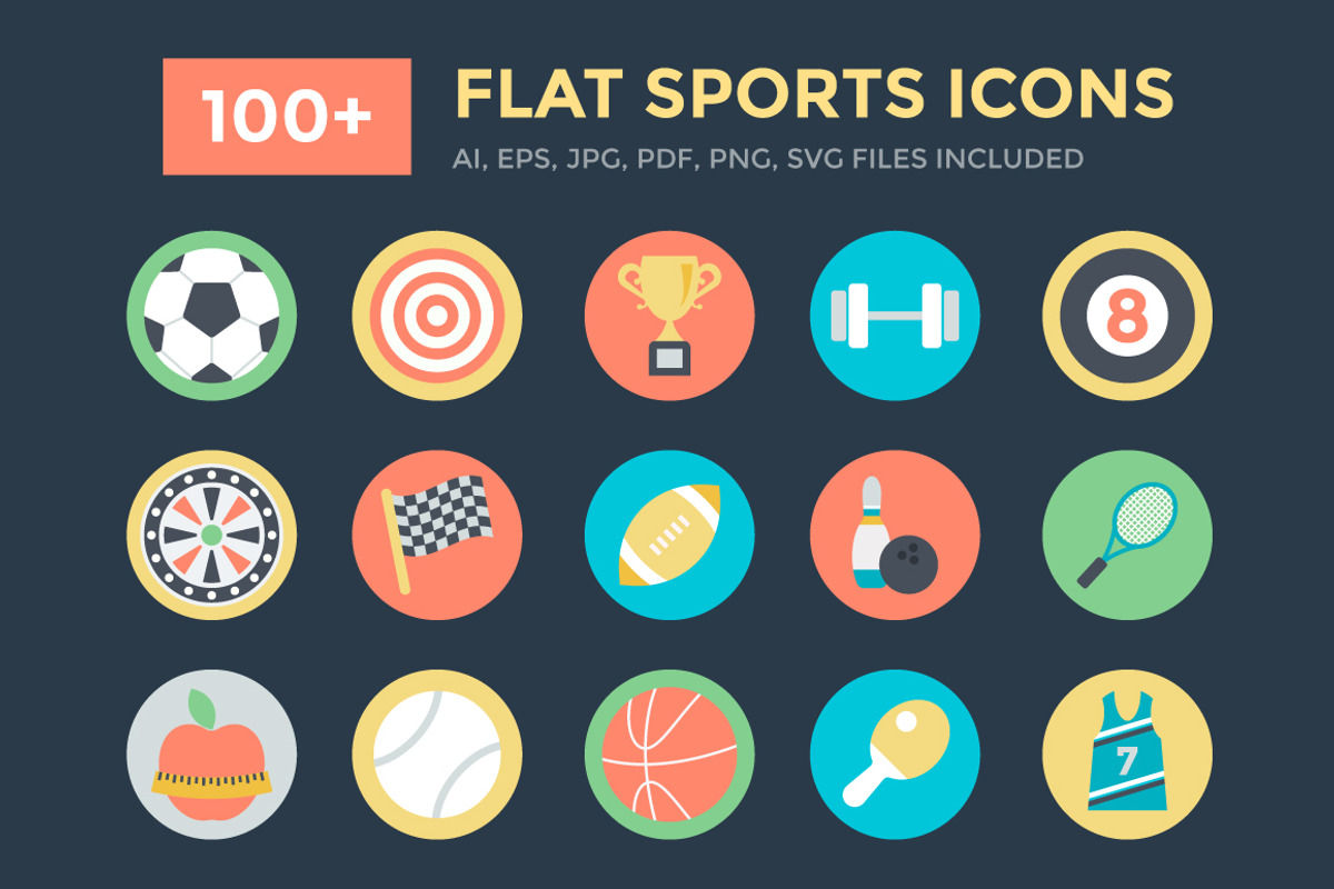 100+ Flat Sports Icons, a Duotone Icon by Vectors Market (Photo 1 of 3)