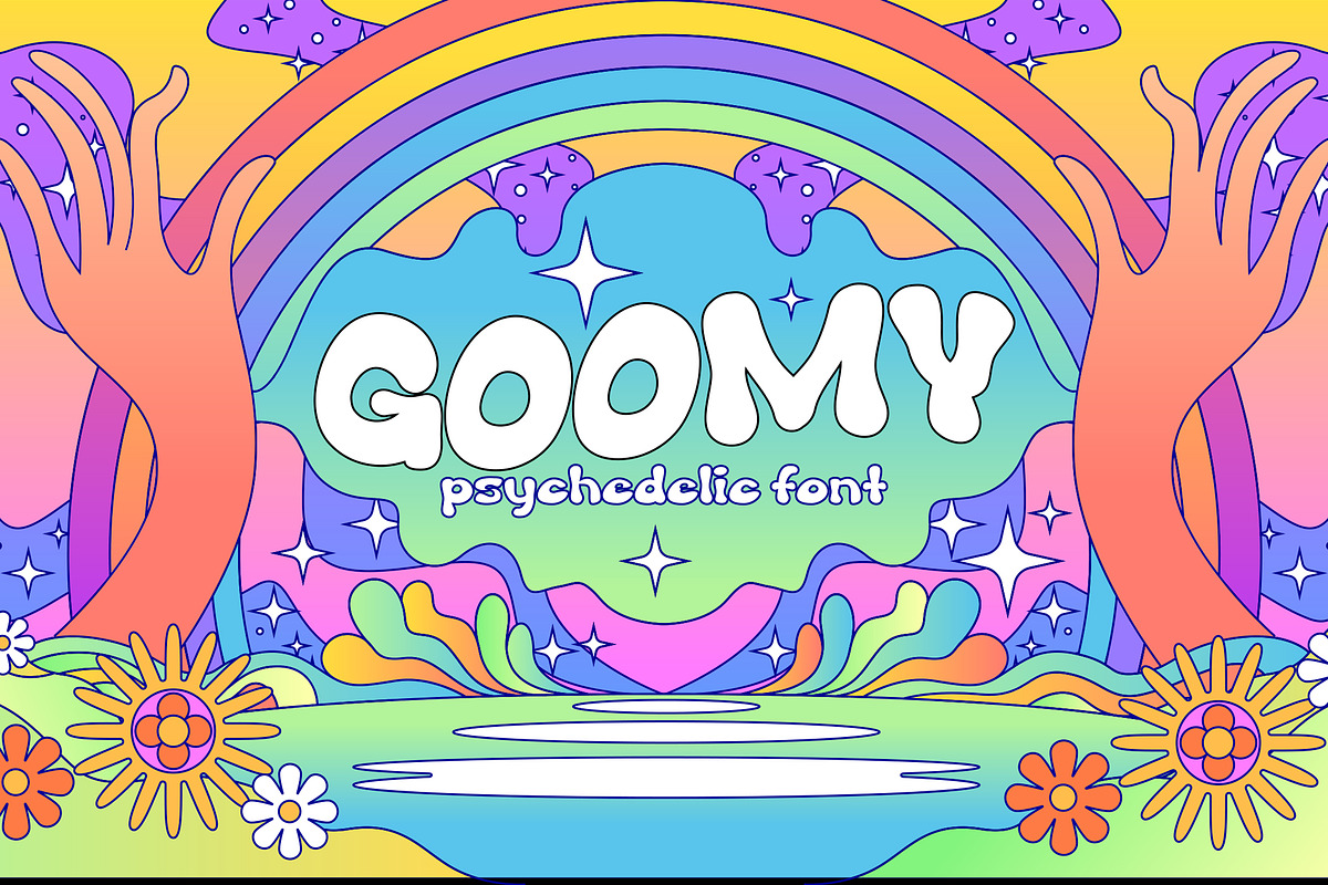 Goomy Psychedelic Font Display, a Handwritten Font by GRVS Studio (Photo 1 of 4)