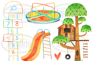 Watercolor Playground Clipart, an Education Illustration by DigitalArtsi (Thumbnail 3 of 3)