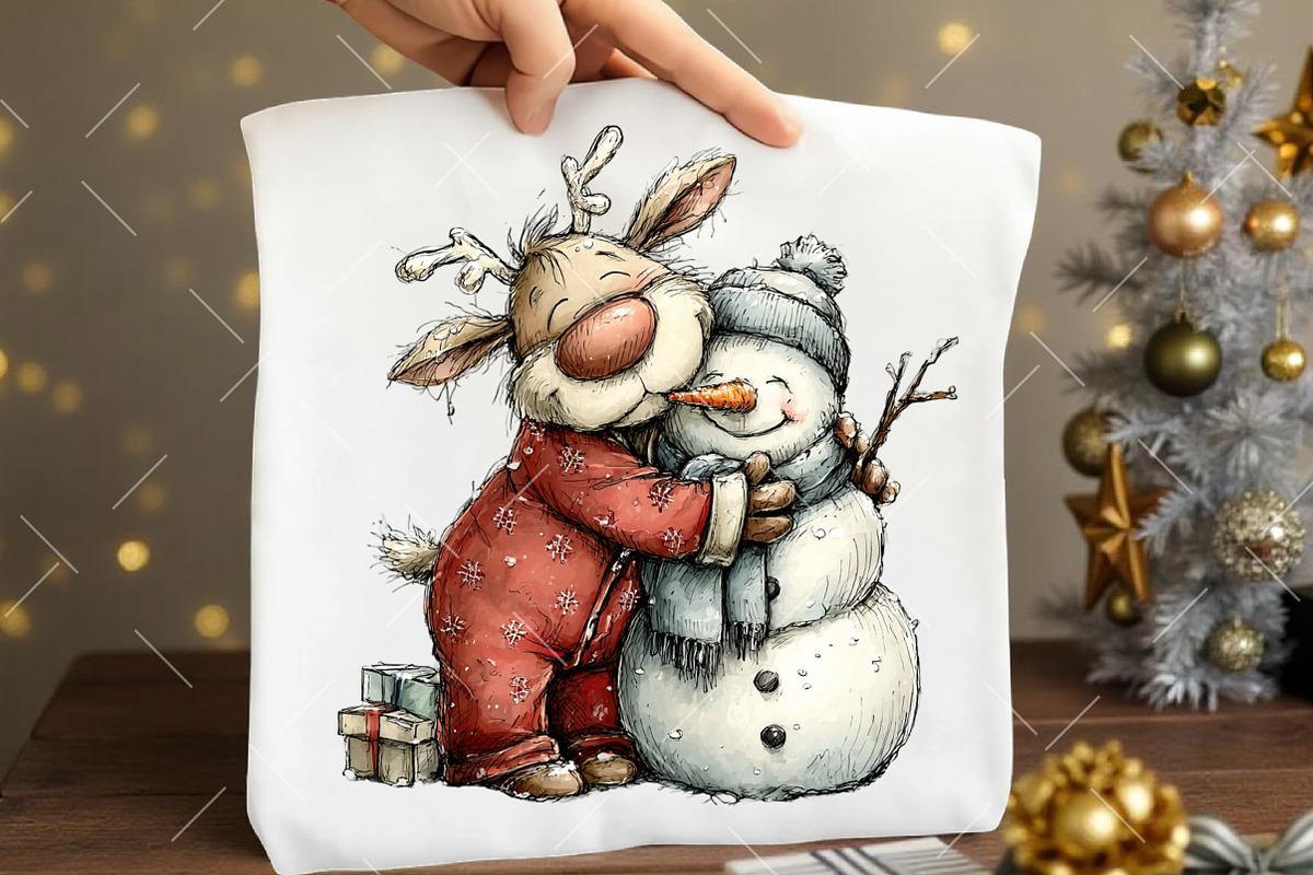 Christmas Cute Reindeer Clipart, an Illustration by OK Design (Photo 4 of 6)
