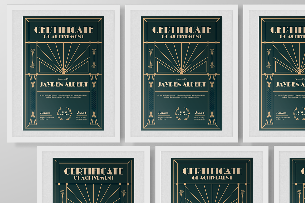 Gold Artdeco Design Certificate, a Flyer Template by Annora Studio (Photo 6 of 6)