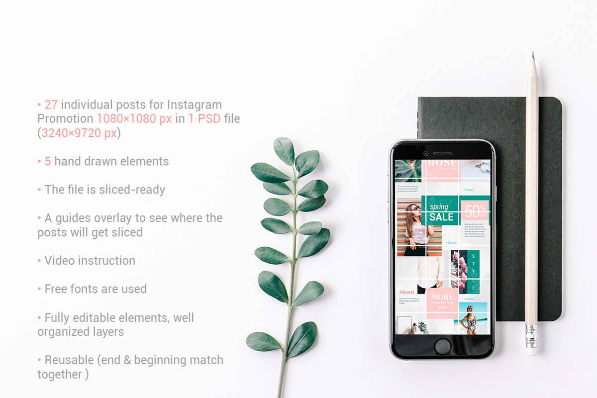 Instagram Puzzle Template - Rose, a Social Media Template by Kalash (Photo 3 of 5)