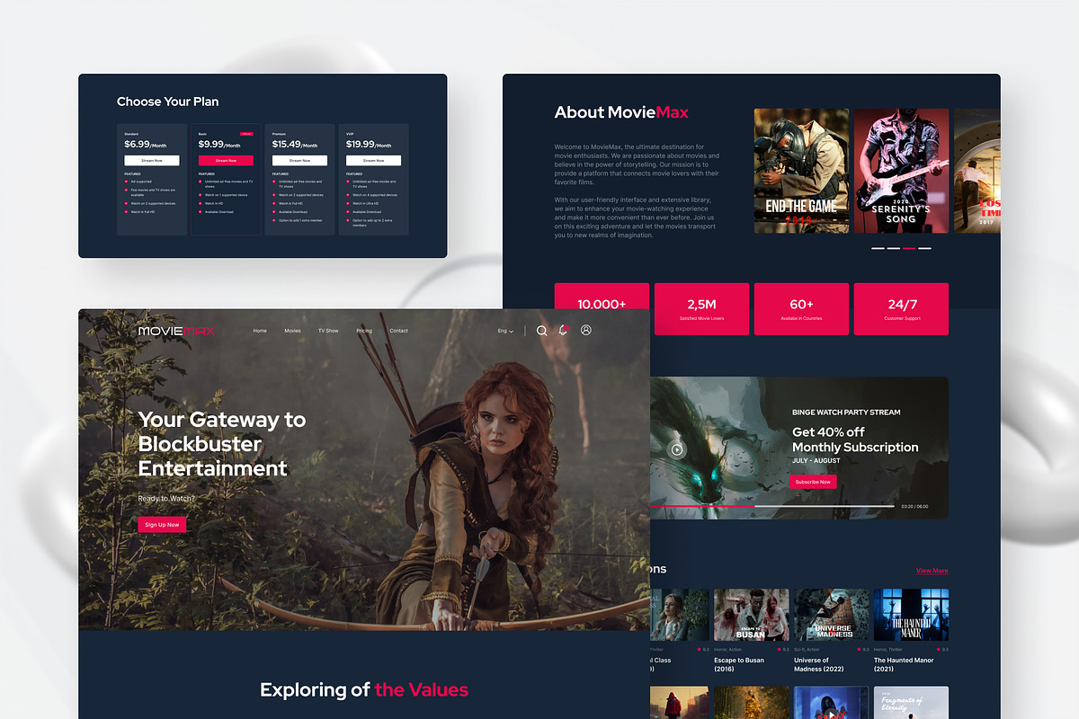 Movies & TV Shows Streaming Website, an UI Kit Template by peterdraw (Photo 3 of 9)