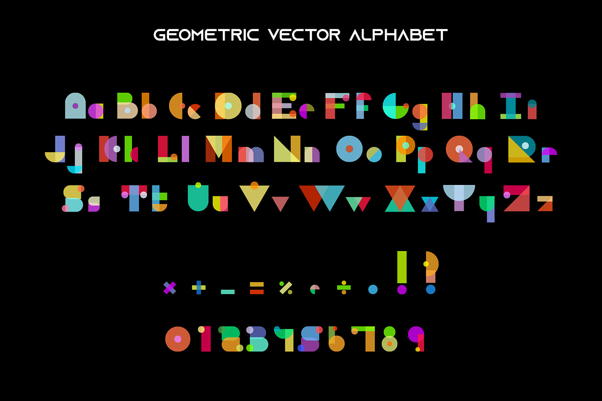 Alphabet geometric vector font, a Symbol Font by Iryna Danyliuk