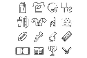 American football line vector icons, an Outline Icon by YershovOleksandr
