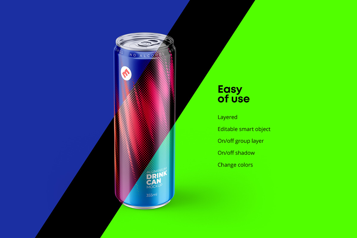 Sleek 355ml Aluminium Can Mockup, a Packaging Mockup by easymock (Photo 3 of 12)