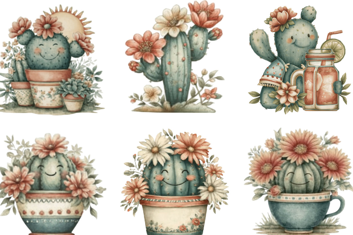 Whimsical Summer Cactus Clipart, an Illustration by Designking (Photo 5 of 5)