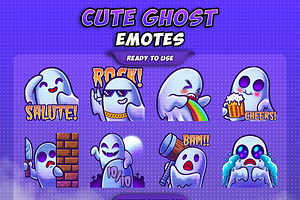 Cute Spooky Ghost Twitch Emotes