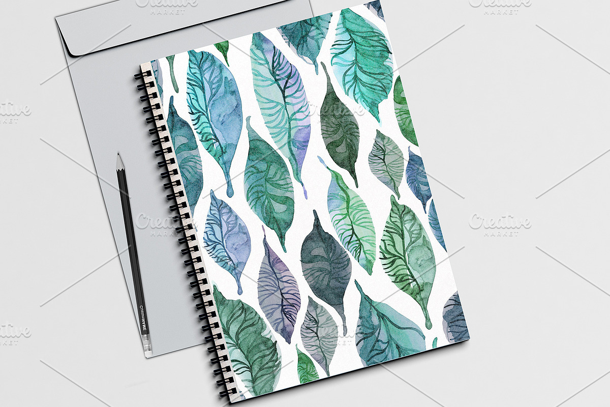 WATERCOLOR FOLIAGE|patterns & motifs, a Pattern Graphic by Retro Graphic Box (Photo 3 of 8)