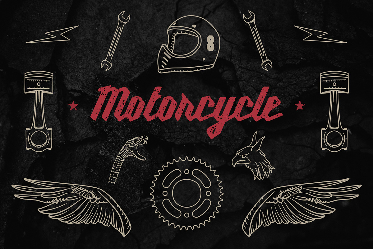 Vintage Motorcycle Elements, an Education Illustration by Build Interactive (Photo 1 of 6)