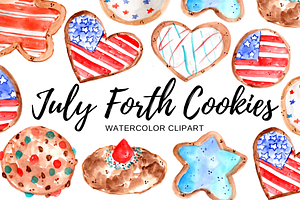 Watercolor Forth Of July Cookie