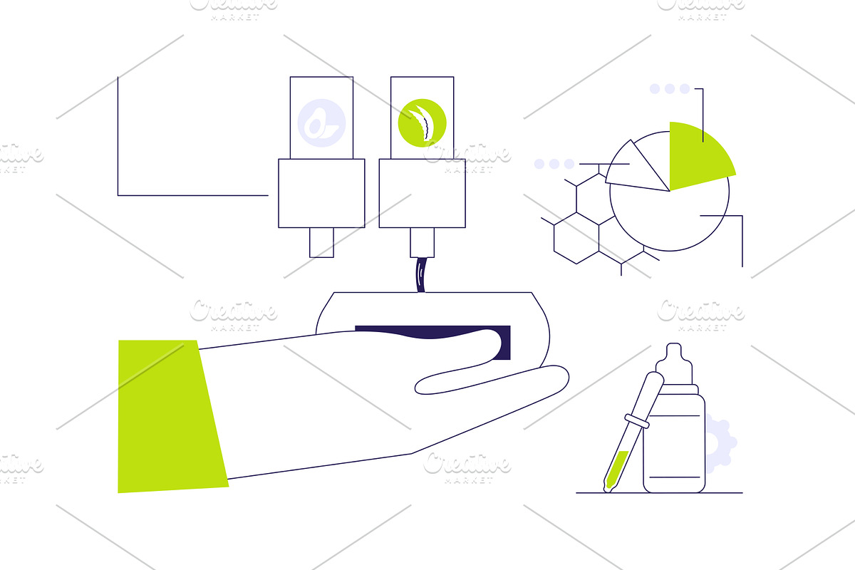 Cosmetics ingredients mixing, an Illustration by Visual Generation
