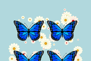 Four Blue Butterflies