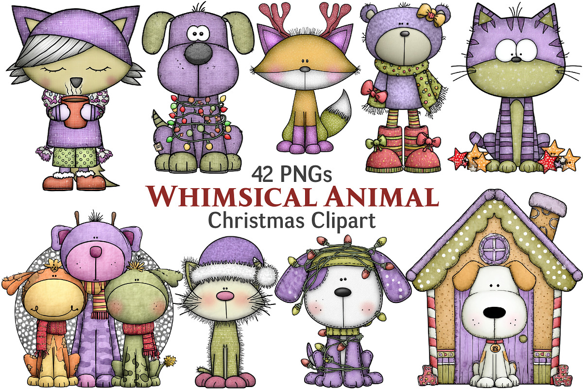 Whimsical Christmas Animal Clipart, an Illustration by Pixels.Craft (Photo 1 of 5)