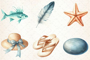 Summer Coastal Serenity Clipart, an Illustration by Rose Art (Thumbnail 4 of 4)