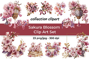 Sakura Blossom Clipart Set