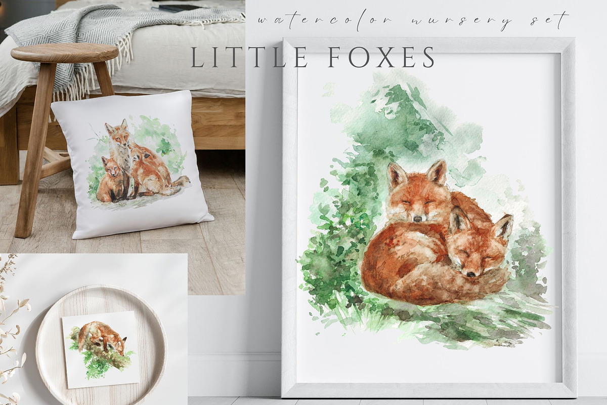 Little Fox Watercolor Nursery Set, an Animal Illustration by Kolorata Art (Photo 5 of 6)
