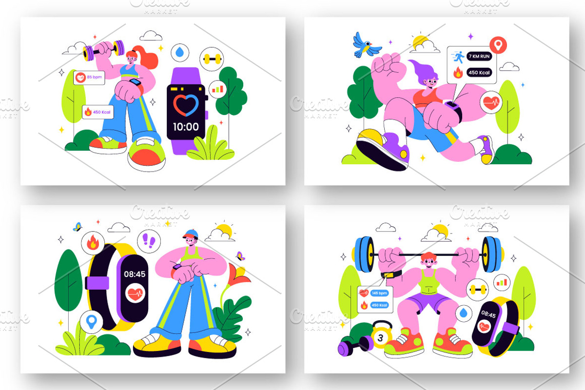 10 Smart Wearable Fitness Band, a Technology Illustration by denayunebgt (Photo 2 of 4)