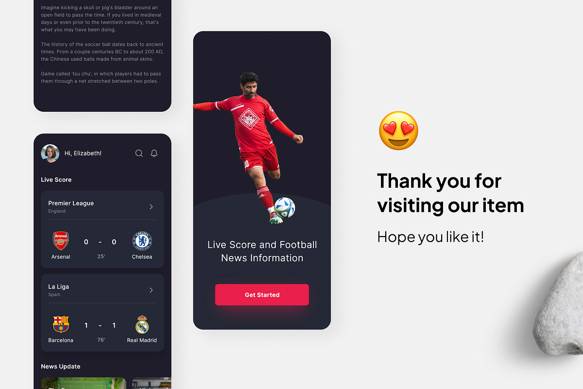 Jonli - Soccer Live Score App, an UI Kit Template by Panen Creative (Photo 3 of 3)