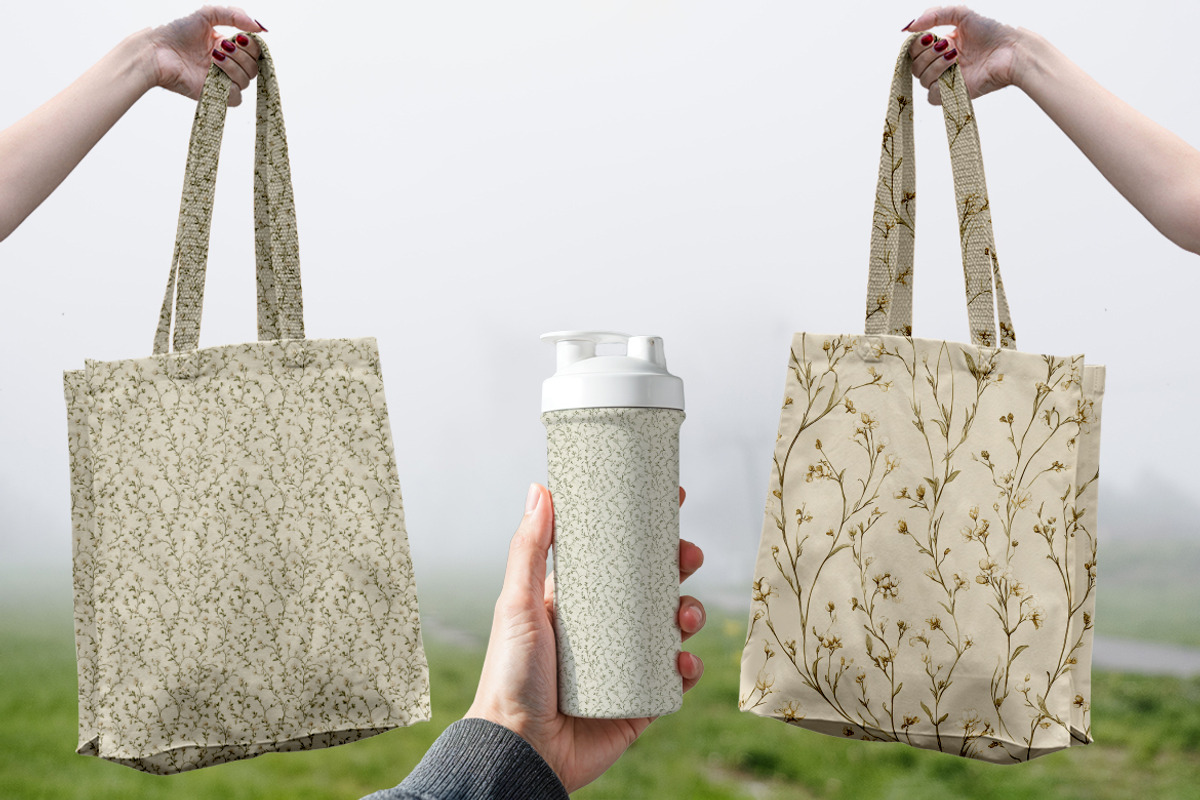 Sage & Beige Winding Vine Patterns, a Pattern Graphic by one-touch (Photo 7 of 9)