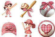 Red Gingham Baseball Clipart, a Sport Illustration by Designking (Thumbnail 5 of 5)