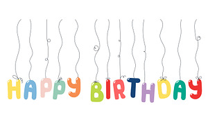 Happy Birthday text, letter shaped, an Object Illustration by sceptical cactus
