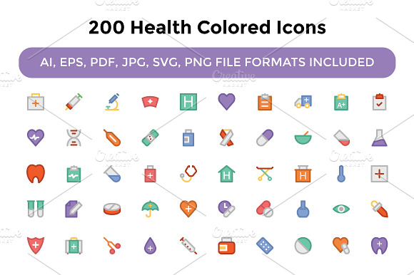 200 Health Colored Icons