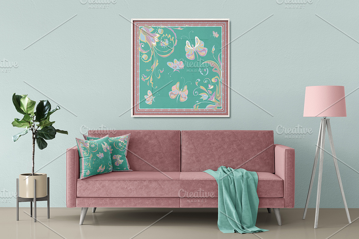 Pastel Butterfly Garden Silk Scarf, an Object Graphic by ilustrinna (Photo 6 of 6)