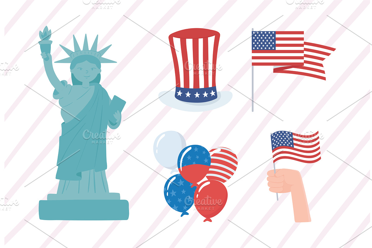 american celebration set, an Illustration by studiogstock