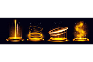 Neon orange game portals set, a Technology Illustration by art PVP - market
