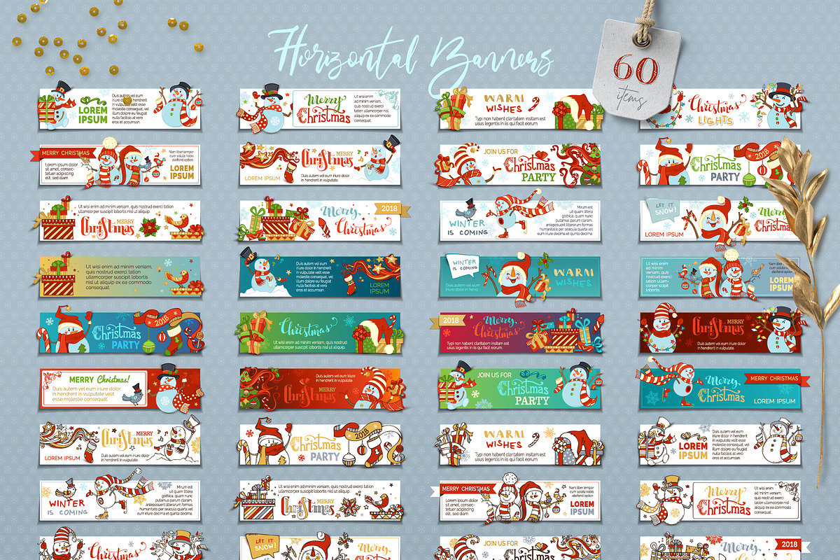 Cute Snowmen Set, a Decorative Illustration by MaljukArt (Photo 11 of 14)