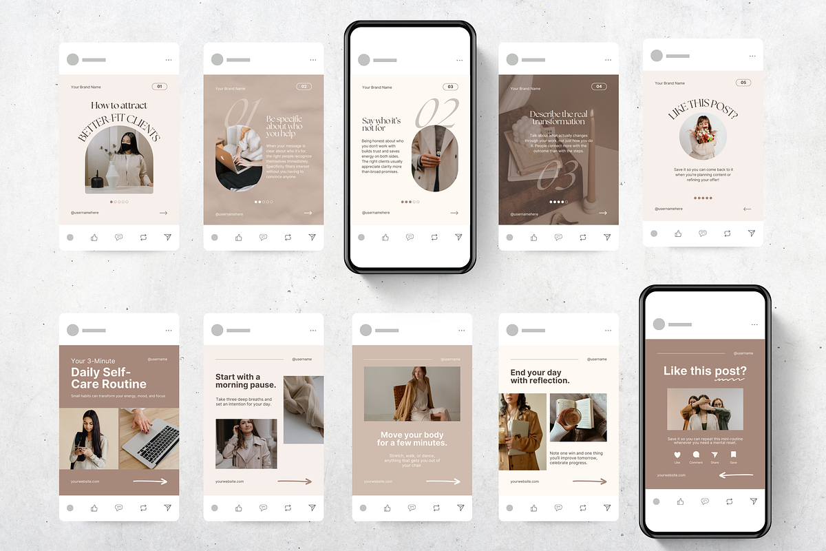 Coach Carousel Instagram Posts Beige, a Social Media Template by DigiPax (Photo 7 of 11)