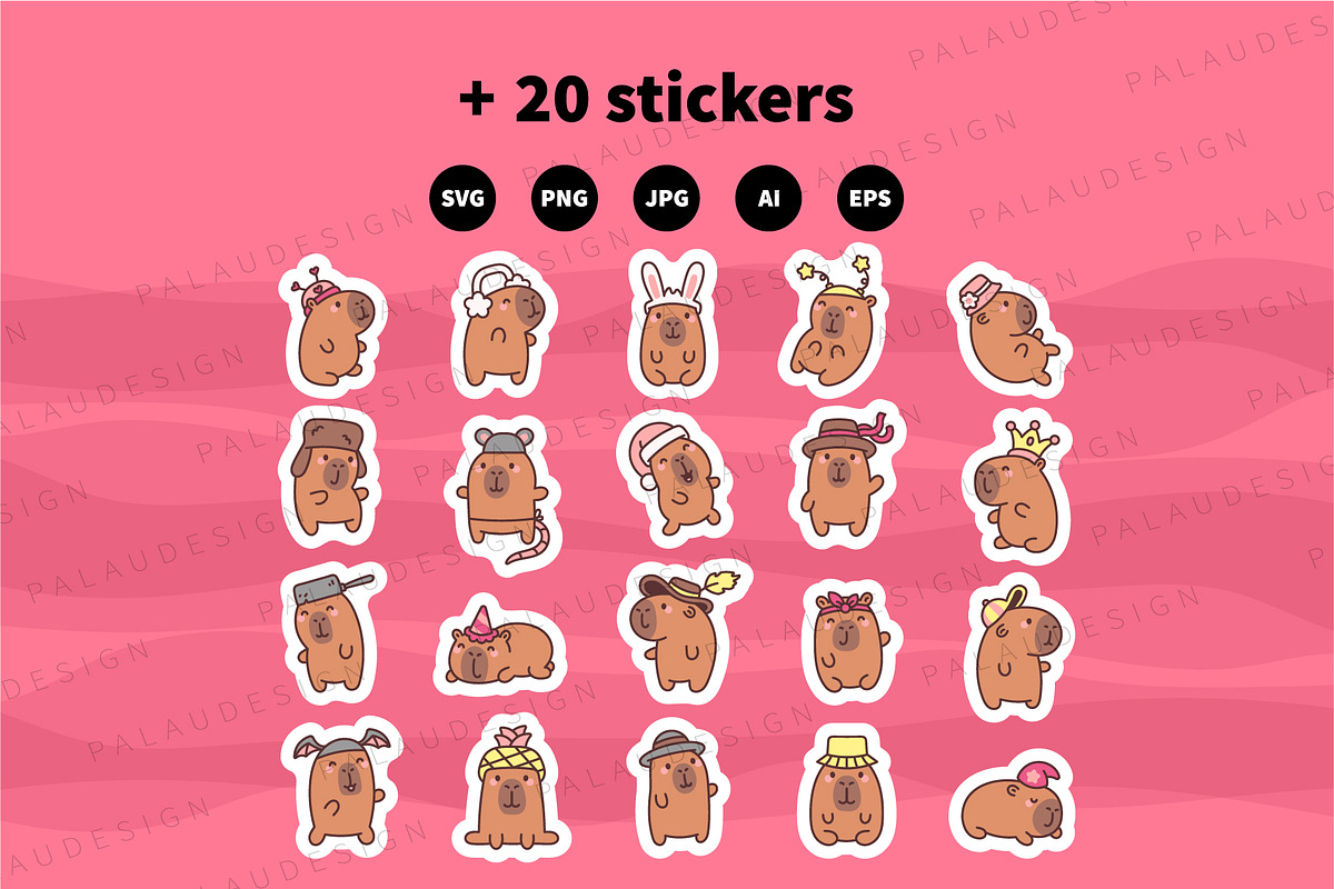Capybara Hat Costume Clipart Set, an Animal Illustration by Palau (Photo 10 of 10)