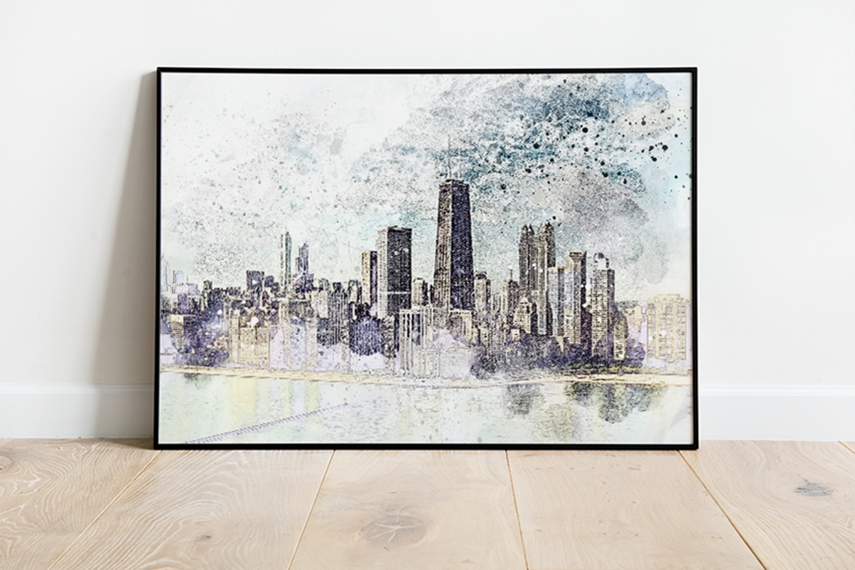 US City Skyline Watercolors 8x10, an Illustration by Bend Brand Design (Photo 2 of 2)