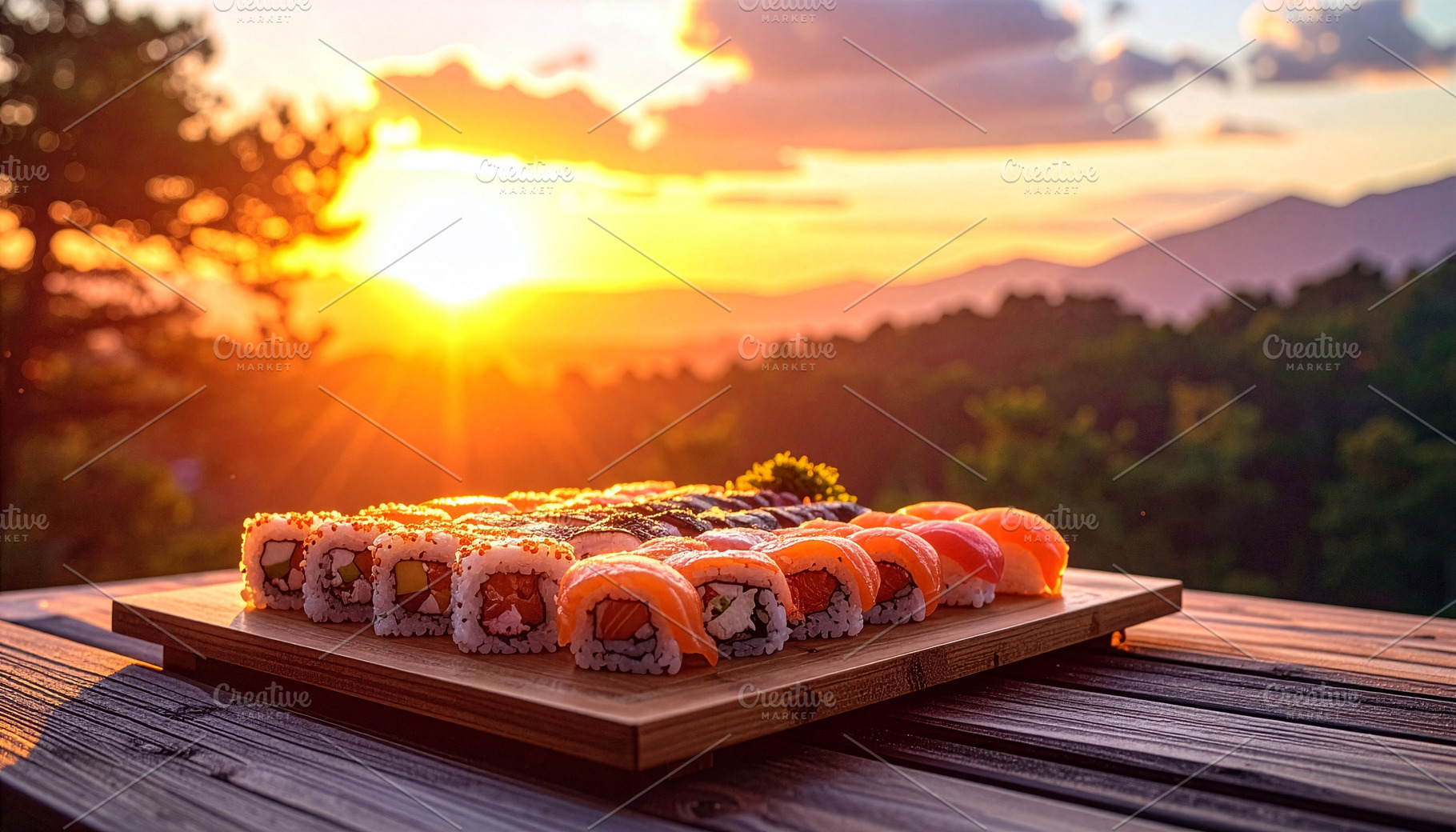 A generous board of sushi, visually stunning and mouthwatering., a Food & Drink Photo by DutchDigitalDesign