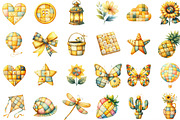 Yellow Patchwork Summer Clipart, an Illustration by Designking (Thumbnail 2 of 4)