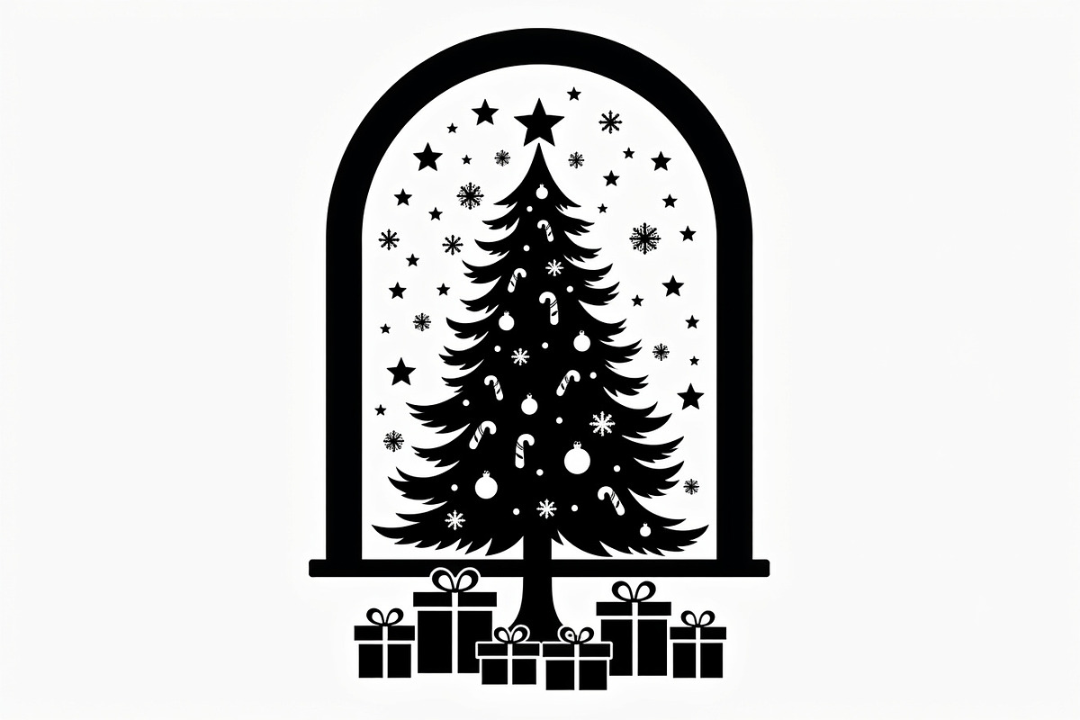Festive Christmas Tree Silhouette Se, an Illustration by BIPLOB EXPERT (Photo 15 of 20)