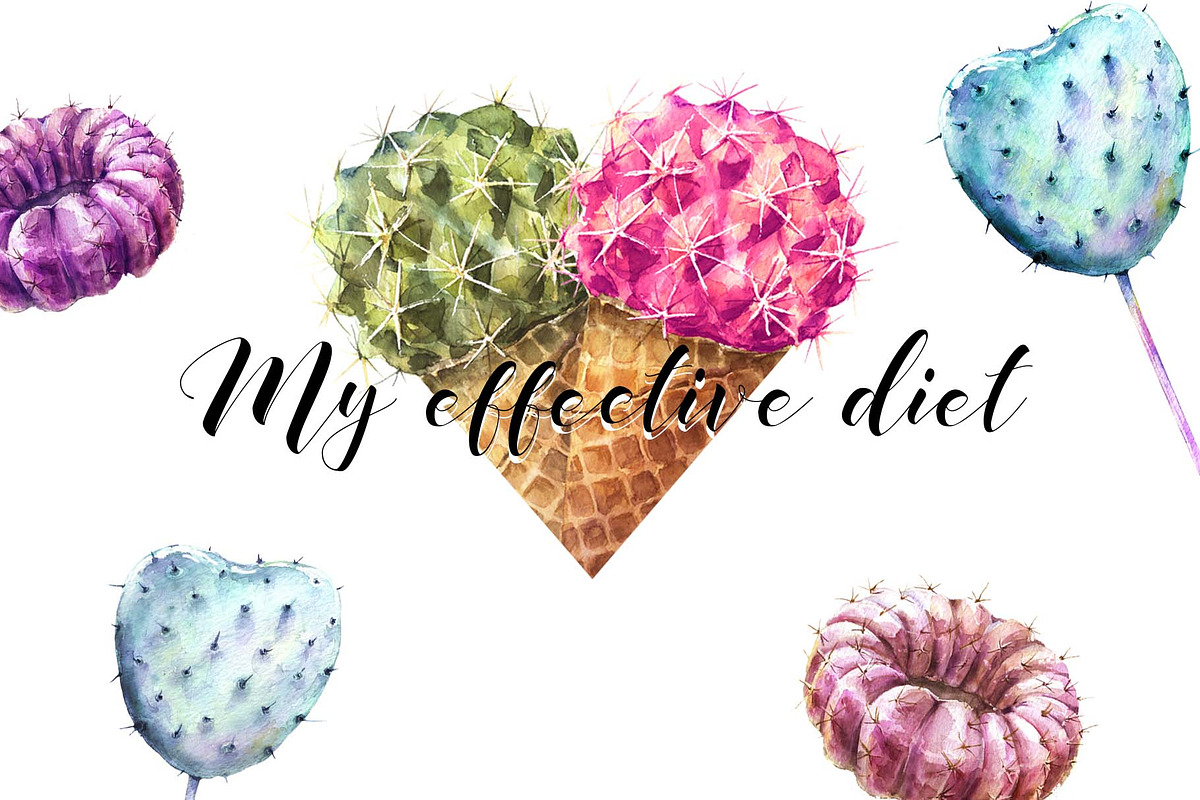 Cactus illusions Watercolor Set, a Food Illustration by Cat In Colour (Photo 2 of 3)