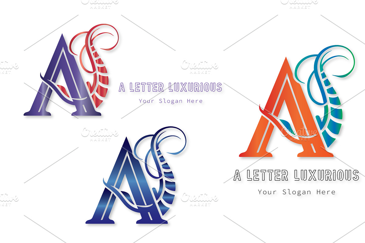 A LETTER LUXURIOUS LOGO TEMPLATE, a Branding & Logo Template by FusionadCreates (Photo 6 of 7)