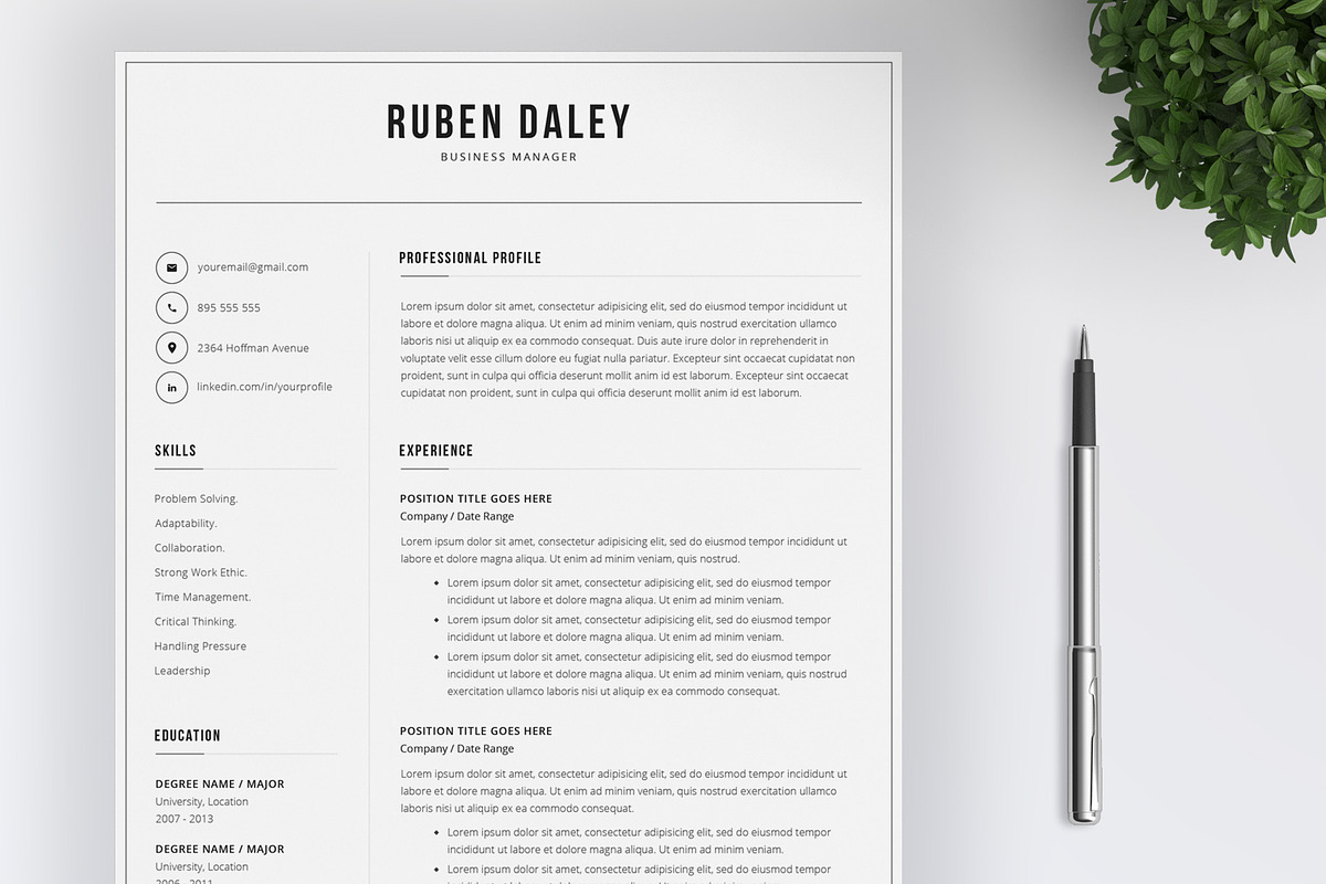 Modern Resume 4 Pages, a Resume Template by SalientResume (Photo 1 of 5)