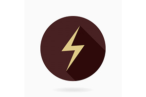 Fine Vector lightningFlat Icon With, an Outline Icon by FineArtStudio