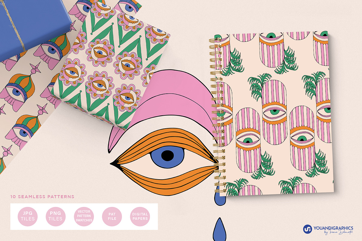 Evil Eyes Graphics Posters Patterns, a Graphic by Youandigraphics (Photo 5 of 15)