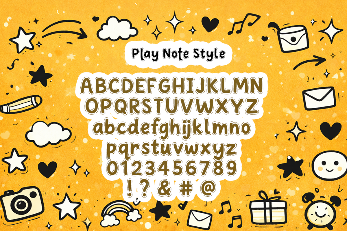 Play Note – Cute Doodle Handwritten, a Handwritten Font by cocodesign (Photo 9 of 10)