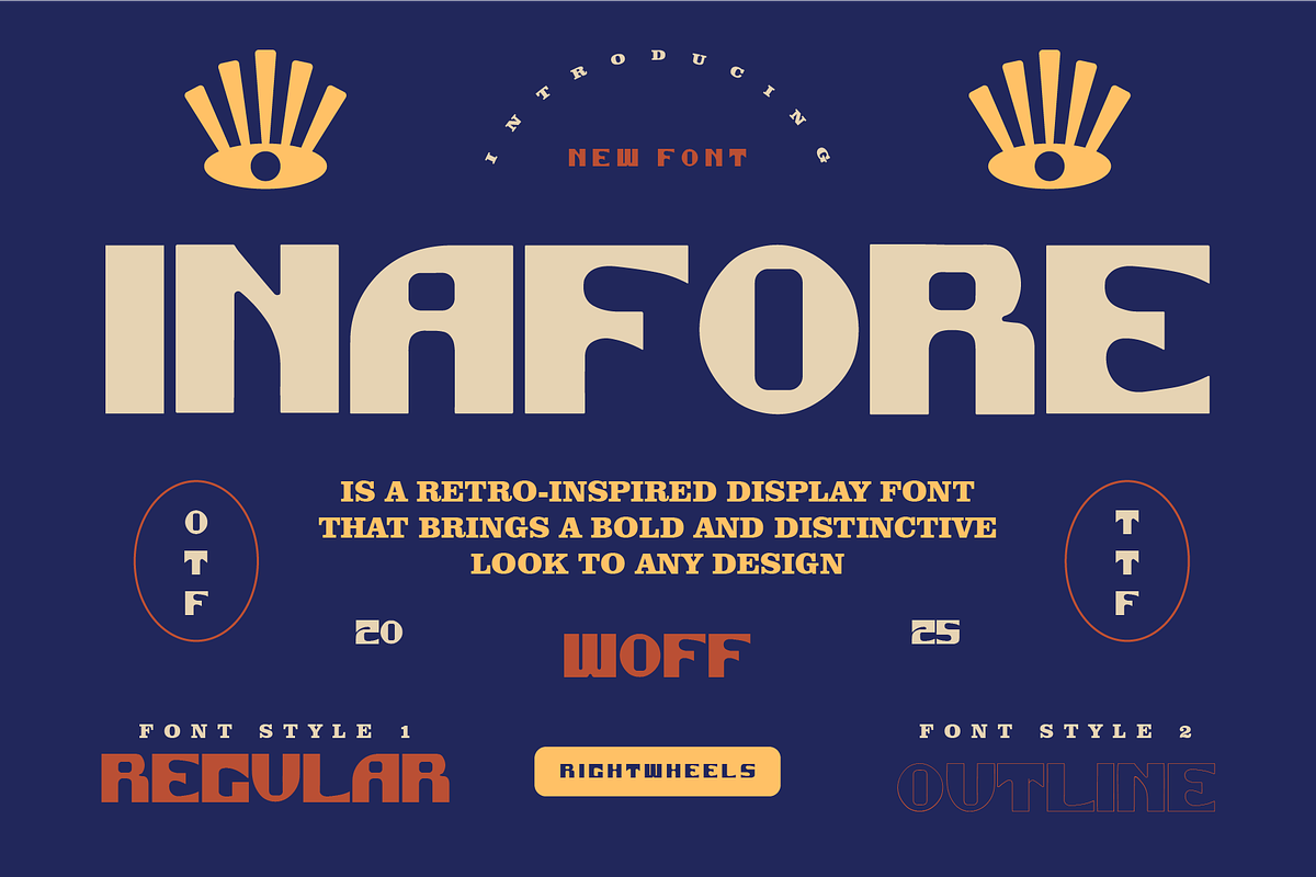INAFORE - Retro Display Font, a Font by Rightwheels (Photo 1 of 10)