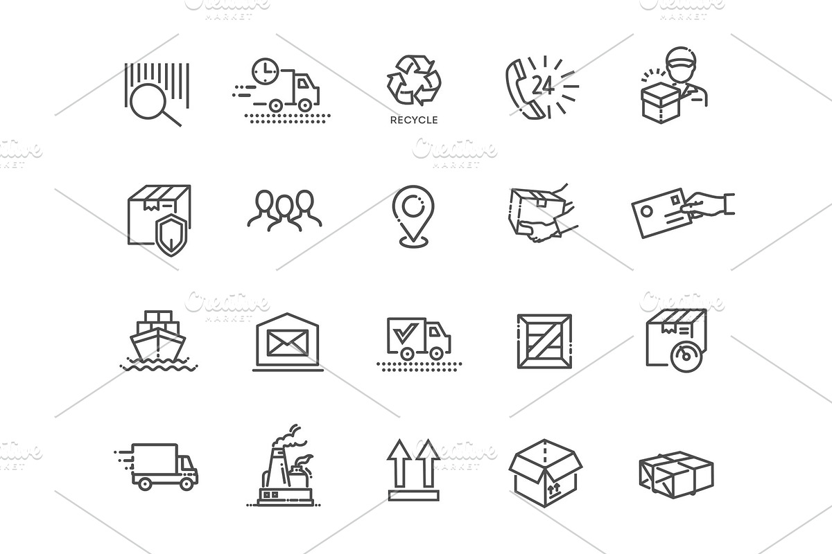 Shipping Icons Set, a Transportation Illustration by Tettygreen (Photo 3 of 3)