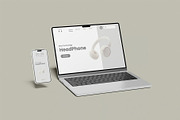 Macbook Pro iPhone 14 Pro Max Mockup, an iPhone Mockup by zpackcreative (Thumbnail 3 of 5)