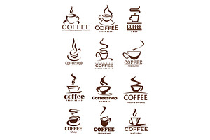 Coffee Cup Icons For Coffeeshop And Cafe Design