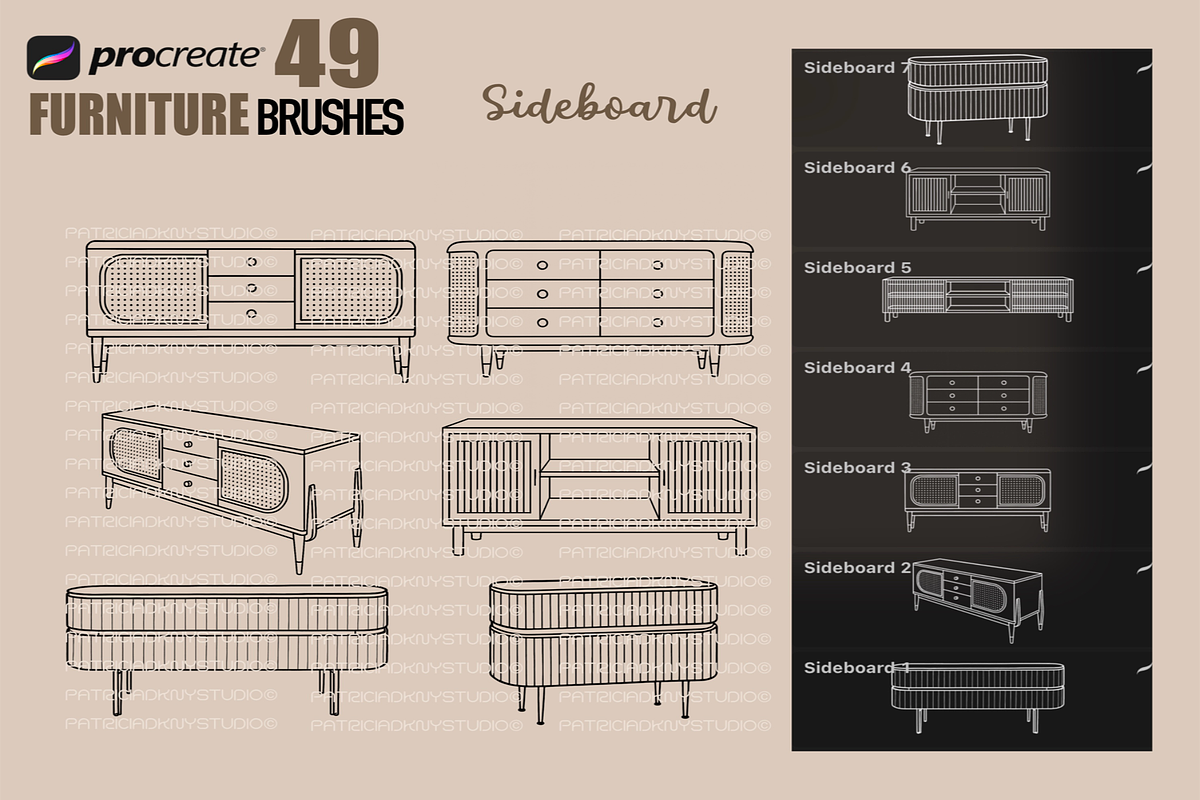 Procreate Furniture stamp brushes, a Brush Add-On by PDknyStudio (Photo 4 of 6)